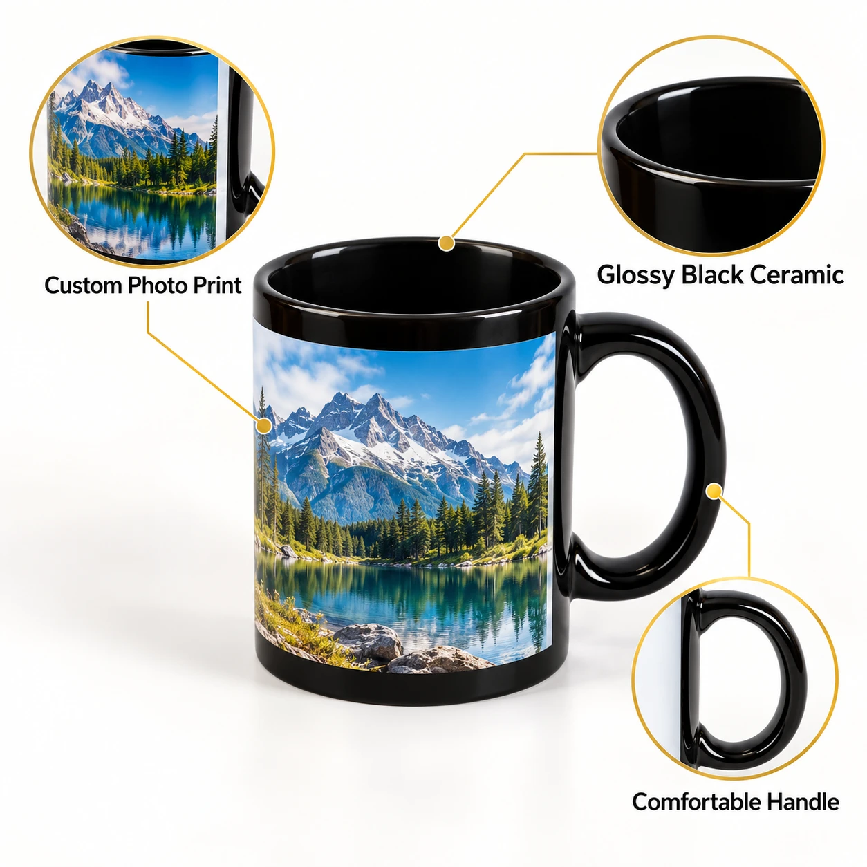 Custom Print Black Ceramic Mug - view 4